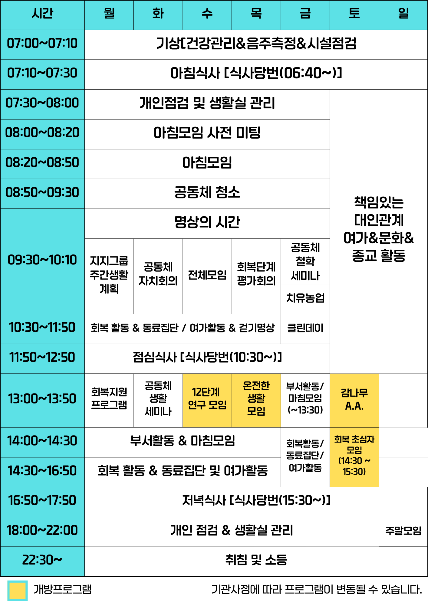 하루일과표
